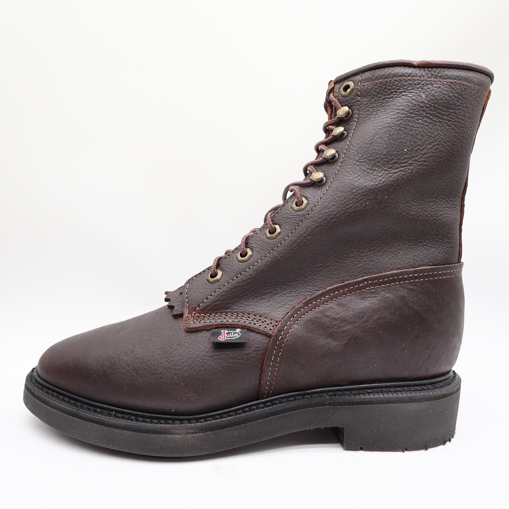 Justin 761 Work Boots Mens 9.5 EE Brown Briar Pitstop Leather New With Box - Picture 16 of 16